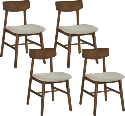Costway Solid Rubber Wood Dining Chairs Set of 4 Curved Backrest 27623601 New