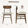 Dimensions of Solid Rubber Wood Dining Chair with curved backrest, walnut finish, 330 lbs capacity, for dining rooms.