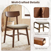 Solid rubber wood dining chair with curved backrest, walnut finish, and breathable linen upholstery for comfortable.