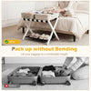 Solid rubberwood folding luggage rack with nylon shelves, featuring a 2-tier design for easy packing and storage.