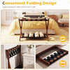 Solid rubberwood folding luggage rack set of 2 in brown, featuring a compact design and nylon shelves for organized.