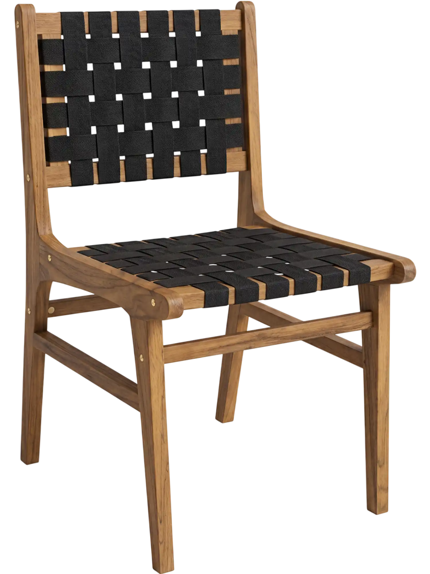 Costway Solid Teak Hand-Woven Strap Outdoor Dining Chair Flex Support 71901152 New