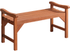 Backless solid wood garden bench with support handles and curved slatted seat, ideal for outdoor spaces like decks and patios.