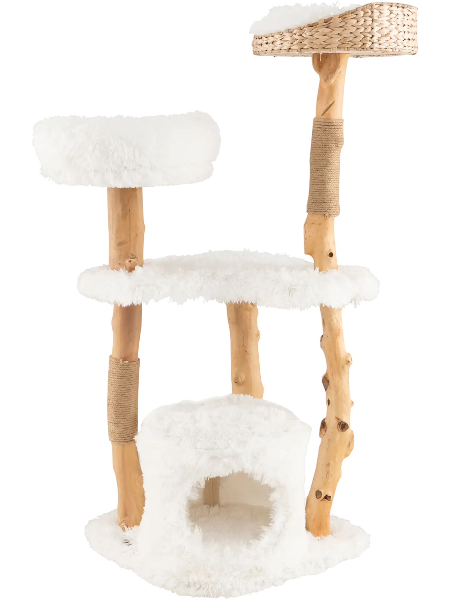 Costway Solid Wood Cat Tower Top Cattail Basket Cat Bed 73618952 New