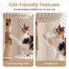 Cat tree featuring jute scratching posts and a dangling ball, made from solid pear wood for playful cat entertainment.
