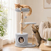 Solid Wood Cat Tree 41 Inch with Real Branches & Scratching Posts and Cozy Bed-Gray - Gallery View 1 of 10