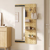 Solid Wood Full Length Mirror with Pegboard & Shelves and Hooks for Entryway-Natural - Gallery View 1 of 10
