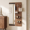Solid Wood Full Length Mirror with Pegboard & Shelves and Hooks for Entryway-Brown - Gallery View 1 of 10