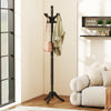 Solid wood hall tree in black with 11 hooks, 3 height options, and a vintage design for stylish entryway organization.