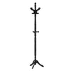 Solid wood hall tree in black with 11 hooks and adjustable height options for stylish entryway organization.