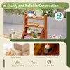 Solid wood plant stand with waterproof teak oil finish, featuring 4 tiers for displaying potted plants and decorations.