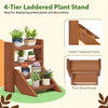 4-tier solid wood plant stand with a stable triangular frame, perfect for displaying potted plants on tabletops.
