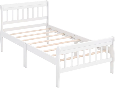 Costway Solid Wood Platform Bed Frame White Wood Slat Support 12057330 New