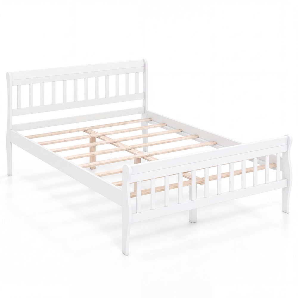Solid Wood Platform Bed Frame with Wood Slat Support White-Full Size - Gallery View 1 of 1