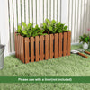 Solid wood raised garden bed with slat design, ideal for flowers and vegetables, requires a liner for planting.