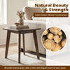 Solid rubber wood side table with walnut grain, featuring a spacious square top and curved edges for elegant decor.