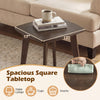Solid wood side table with spacious square walnut tabletop, curved edges, perfect for lamps, cups, and snacks.