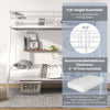 Space-saving white metal slatted bed frame with full-length guardrails and 3-step ladder, ideal for teens and adults.