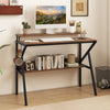 Space Saving Computer Desk with Monitor Stand and Extra Storage Shelf for Work Study-Rustic Brown - Gallery View 1 of 10