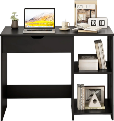 Costway Space Saving Computer Desk Hidden Compartment Open Shelves Black 462579138 New