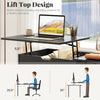 Space-saving black computer desk with lift-top design, featuring hidden compartment and open storage shelves for small.