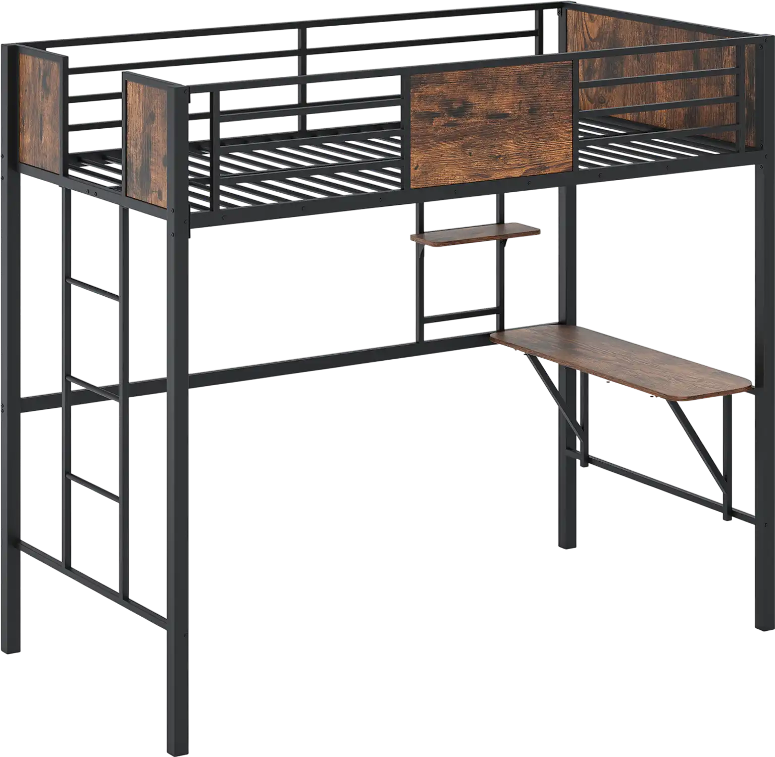 Costway Twin Loft Bed w/ Safety Guardrail & Ladder 73136276 New