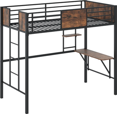 Costway Twin Loft Bed w/ Safety Guardrail & Ladder 73136276 New