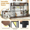 Twin loft bed with safety guardrail, built-in desk, and versatile under-bed space for storage and leisure.