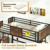 Space-saving twin loft bed with safety guardrail, heavy-duty slatted platform, and built-in desk for versatile use.