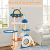 UFO-shaped perch detail of the Space Theme Cat Tree with plush fabric and sisal posts for climbing and scratching.