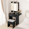 Space-saving Vanity Desk with Mirror and Lights for Bedroom-Black - Gallery View 1 of 11