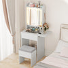 Space-saving Vanity Desk with Mirror and Lights for Bedroom-White - Gallery View 1 of 11