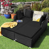 Spacious Outdoor Rattan Daybed with Upholstered Cushions and Pillows-Black - Gallery View 1 of 10