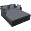 Spacious Outdoor Rattan Daybed with Upholstered Cushions and Pillows-Gray - Gallery View 1 of 1