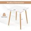 Square dining table dimensions of 23.5" x 23.5" x 27" with adjustable foot pads for stability in small spaces.