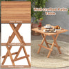 Square folding patio table made of teak wood with slatted tabletop, ideal for picnics and outdoor use.