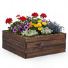 Square raised garden bed made of fir wood, featuring vibrant flowers, perfect for growing vegetables and herbs.