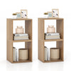 Stackable bookcase in natural wood finish featuring two cubes, ideal for living room or study storage and display.