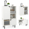 Modern white stackable bookcase with adjustable shelf, open and enclosed storage, ideal for living room or office use.