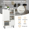 White stackable bookcase with adjustable shelf, open and enclosed storage, ideal for living room or office organization.