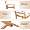 Stackable outdoor dining chair set of 2 with acacia wood frame, ergonomic backrest, and adjustable foot pads for.