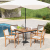 Stackable outdoor dining chair set of 2 with acacia wood frame, featuring ergonomic backrests for comfort, ideal for.