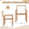 Stackable outdoor dining chair dimensions with acacia wood frame, ergonomic backrest, and 400 lbs load capacity.