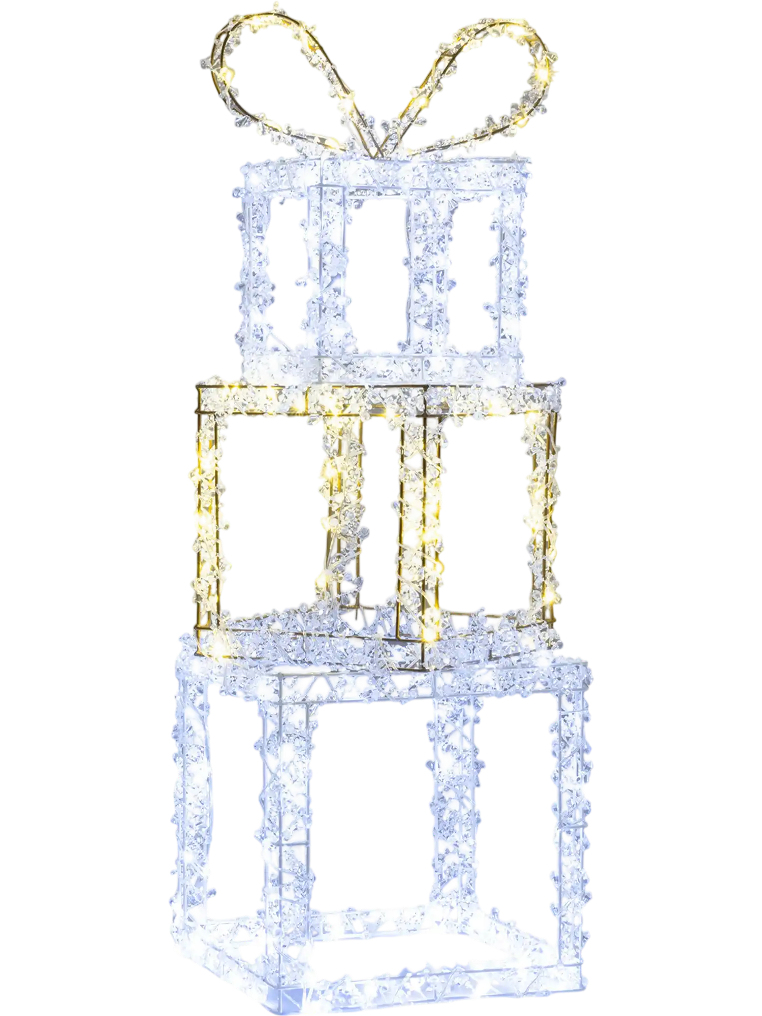 Costway Pre-Lit Stacked Gift Box Christmas Lights Set of 3 33205307 New