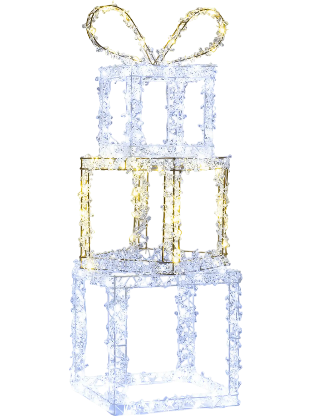 Stacked Lighted Gift Boxes Set of 3 Pre-Lit Christmas Present Box Lights