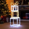 Stacked lighted gift boxes with 200 LED lights, perfect for festive outdoor or indoor holiday displays.