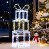 Stacked lighted gift boxes set of 3 with 200 LED lights, perfect for festive indoor or outdoor holiday displays.