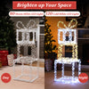 Close-up of stacked lighted gift boxes with acrylic beads and 200 LED lights, ideal for festive indoor or outdoor decor.
