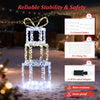 Stacked lighted gift boxes set of 3 with 200 LED lights, rain-resistant, perfect for outdoor holiday displays.