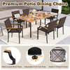 Stacking wicker dining chairs with acacia wood armrests, featuring a sturdy metal frame and ergonomic design for.